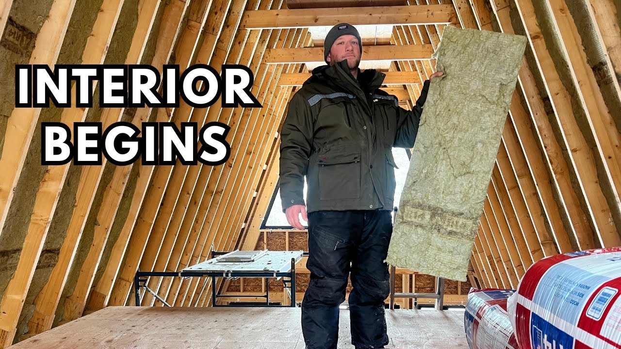A Frame Cabin Interior Begins | Installing the First Layer of Insulation