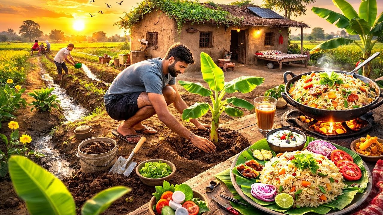 Today I will plant a banana tree in my field and cook tasty 'Thali' @Gmonwheels65 