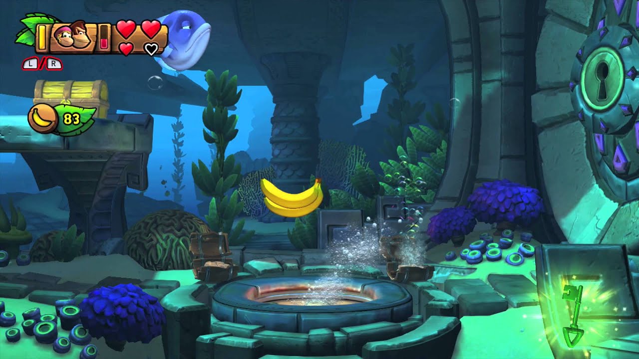 Donkey Kong Country: TF. Laberinto acuático 4-B - Gameplay - 100% puzzles y letras