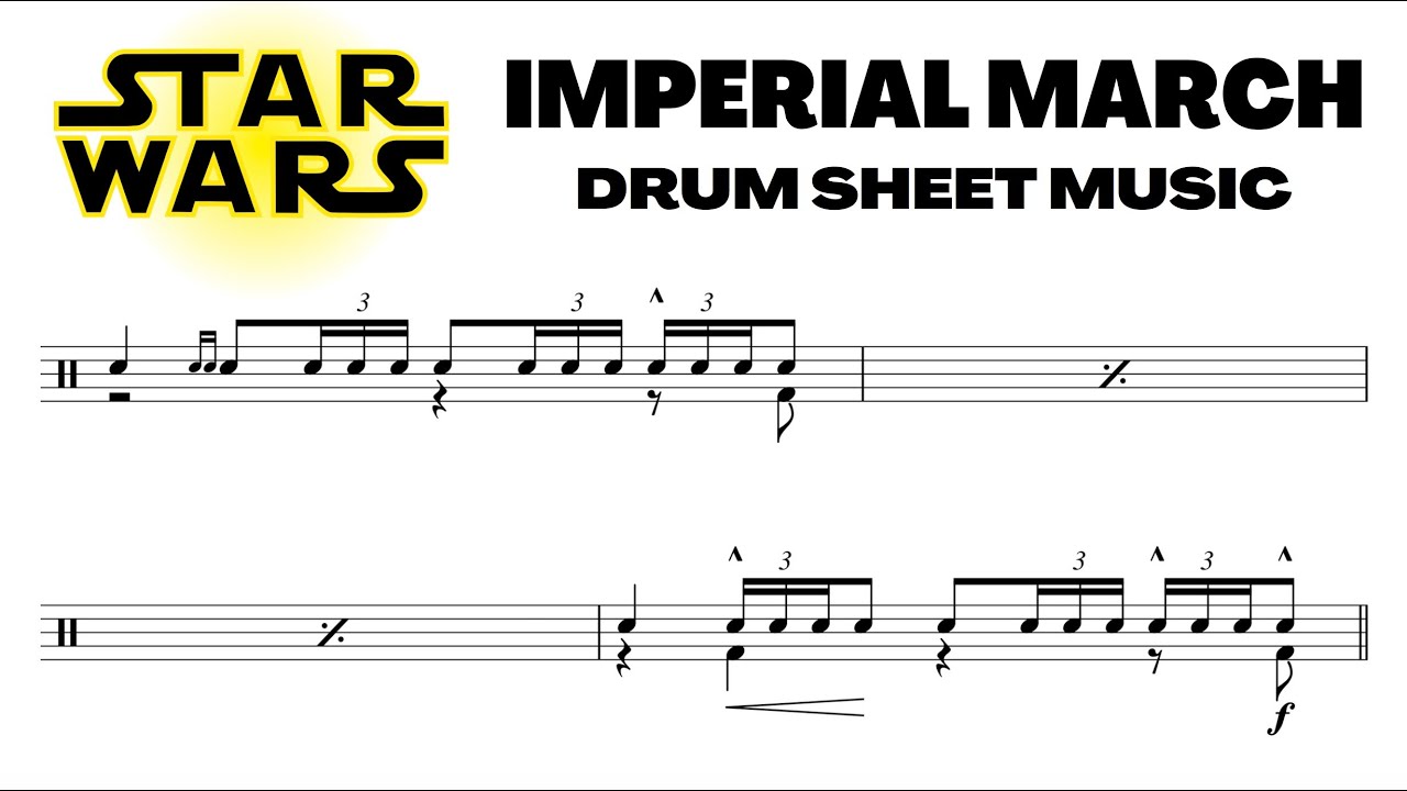STAR WARS Imperial March - Snare & Bass Drum Sheet Music by John Williams