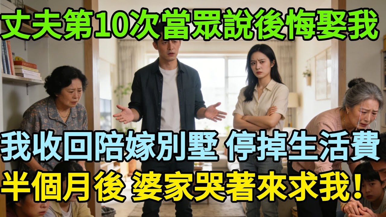 丈夫第10次當眾説後悔娶我。我沒吵，收回陪嫁別墅，停掉全家每月6萬生活費。半個月後，婆婆帶着一家六口擠進廉租房，哭着求我#為人處世#生活經驗#情感故事#故事#小説#戀愛#情感#婚姻