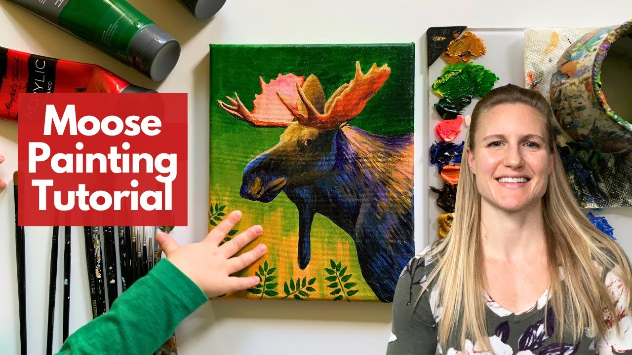 Happy Moose Acrylic Painting Step-by-Step Beginner Art Therapy Based Tutorial