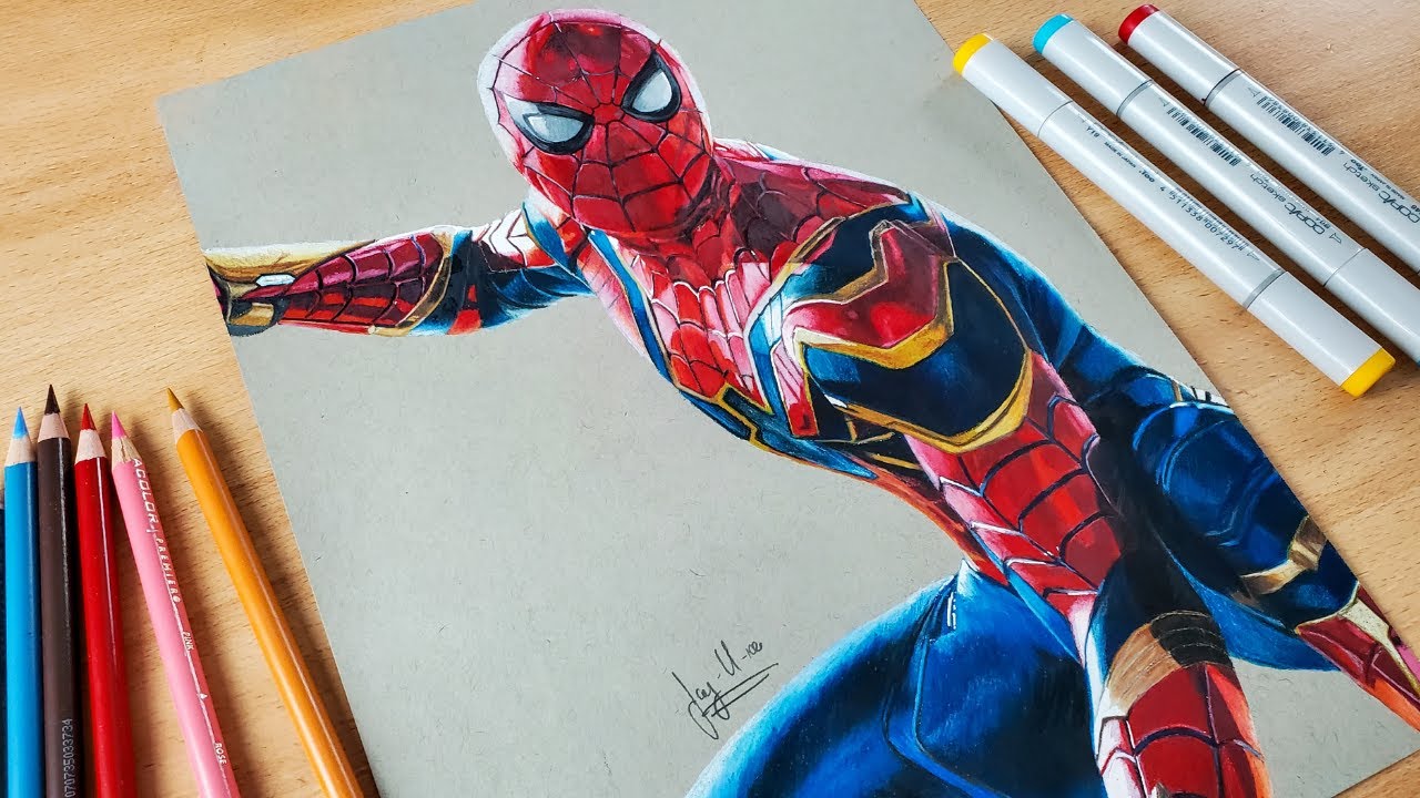 Drawing Spider-Man No Way Home | Iron Spider Suit - Time-lapse