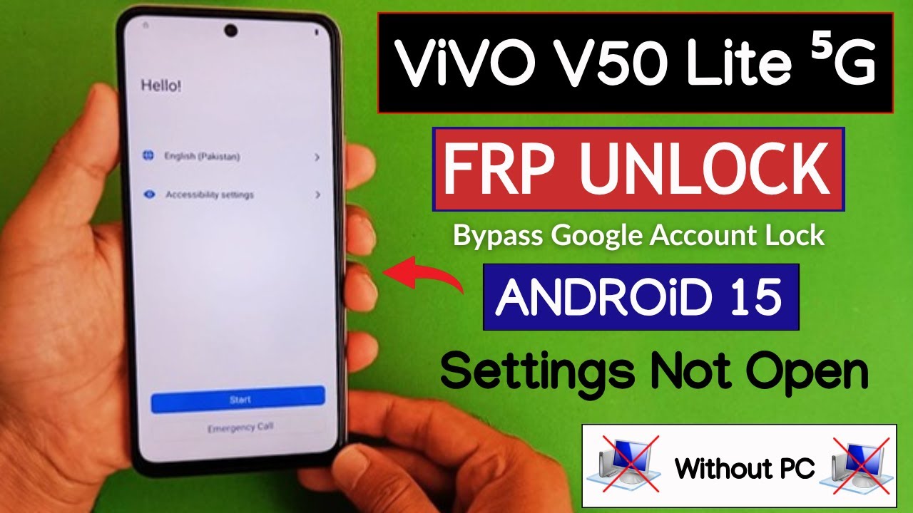 Vivo V50 Lite 5G Frp Bypass/Unlock Android 15 New Security 2025 Settings Not Open | Without PC
