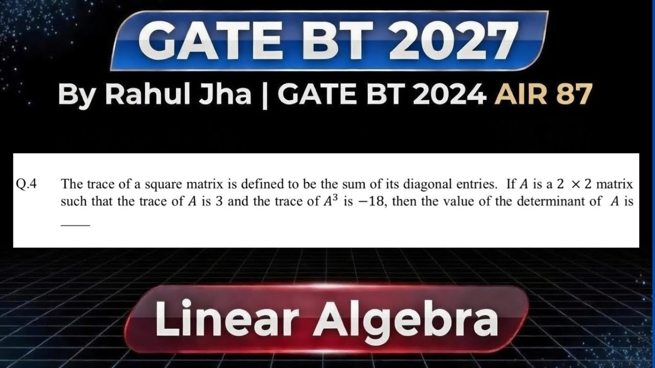 GATE PYQs on Eigen Values - Q12. | GATE BT 2027 | Elegant problem from JEE Advanced | Linear Algebra