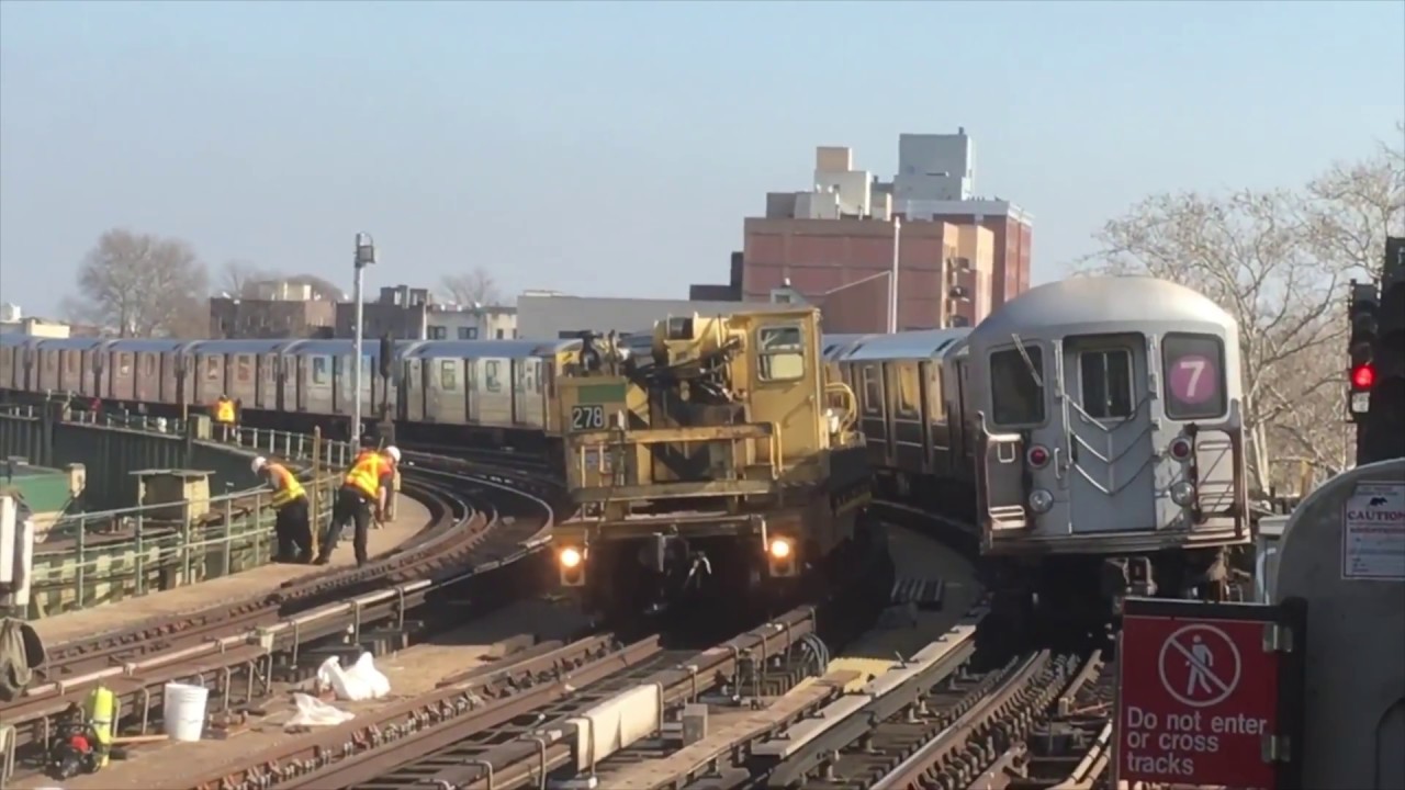 IRT Flushing Line: Manhattan and Flushing bound (7) Local Trains @ 46th Street (R62A, R188)