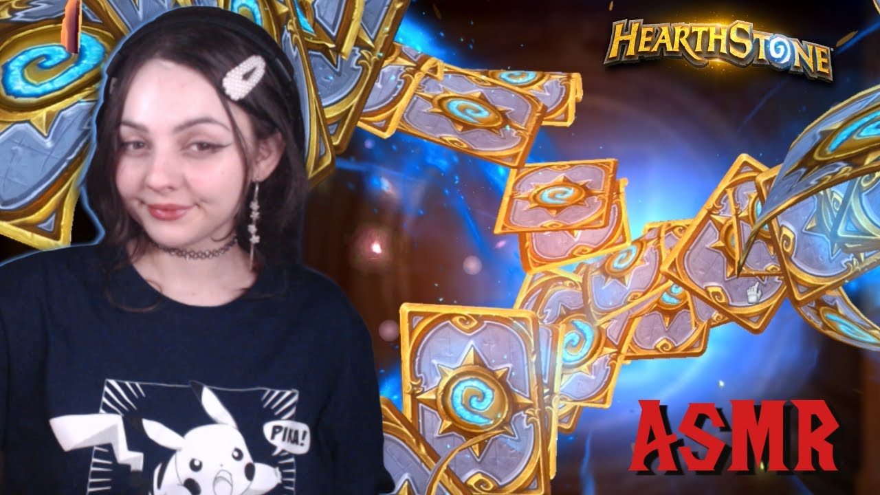 ASMR Opening Hearthstone card packs and reading cards ~ fire ambience :)
