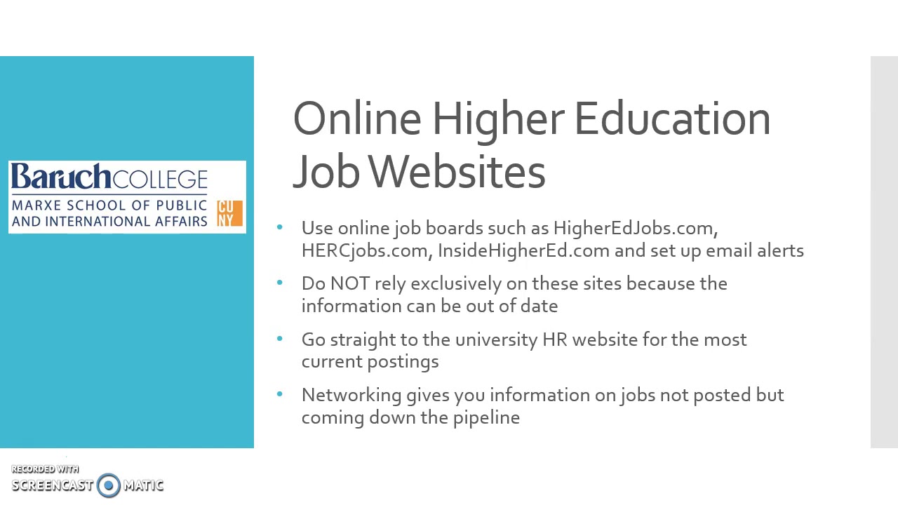 Higher Education Job Search Workshop---Part 1