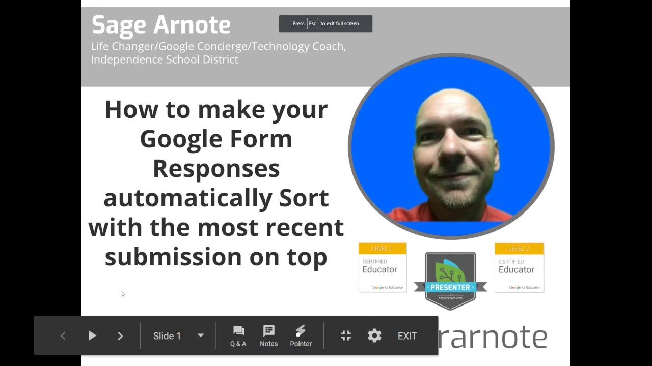 How to make Google Form Submissions Sort on top of a Response Sheet