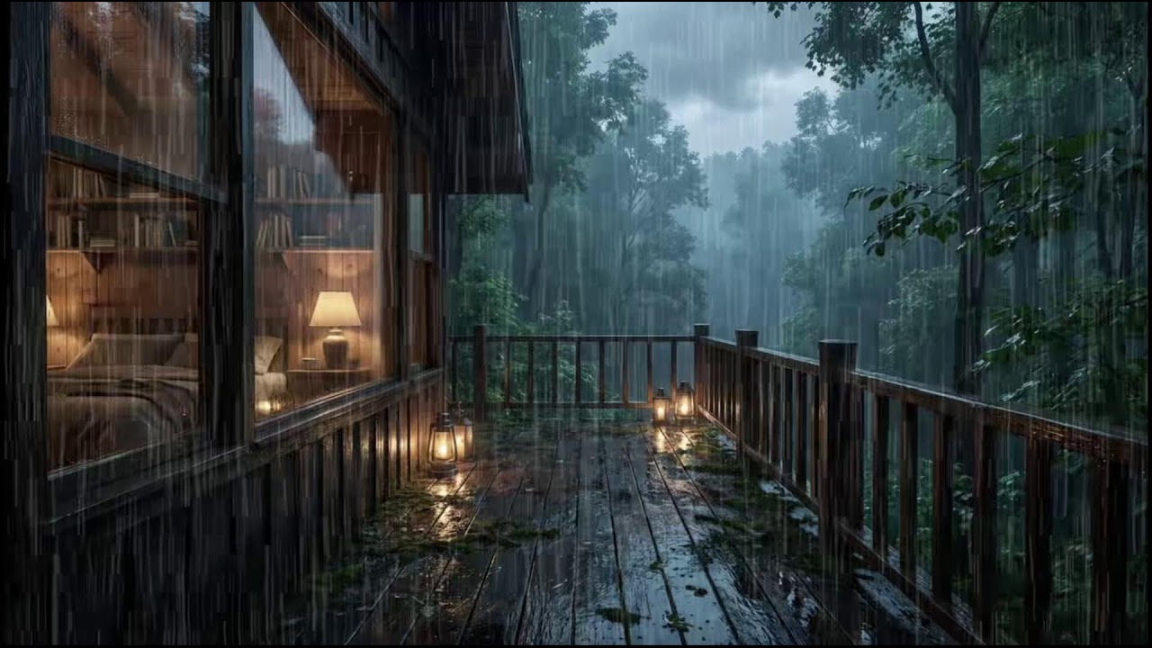 Relaxing Rain Ambience at a Forest Cabin 🌧 Soft Rain Sounds for Deep Sleep