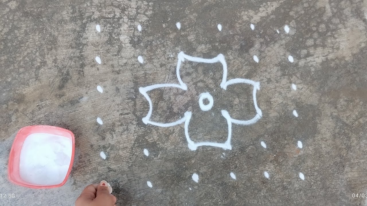 6×6 Dots Daily Simple Morning Rangoli designs 🌷#rangoli #indianart 