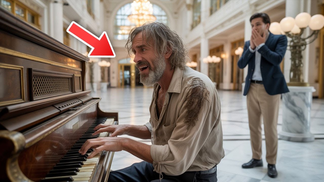 Bezdomny gra na pianinie Menedżer rozpoznał piosenkę i się zepsuł!