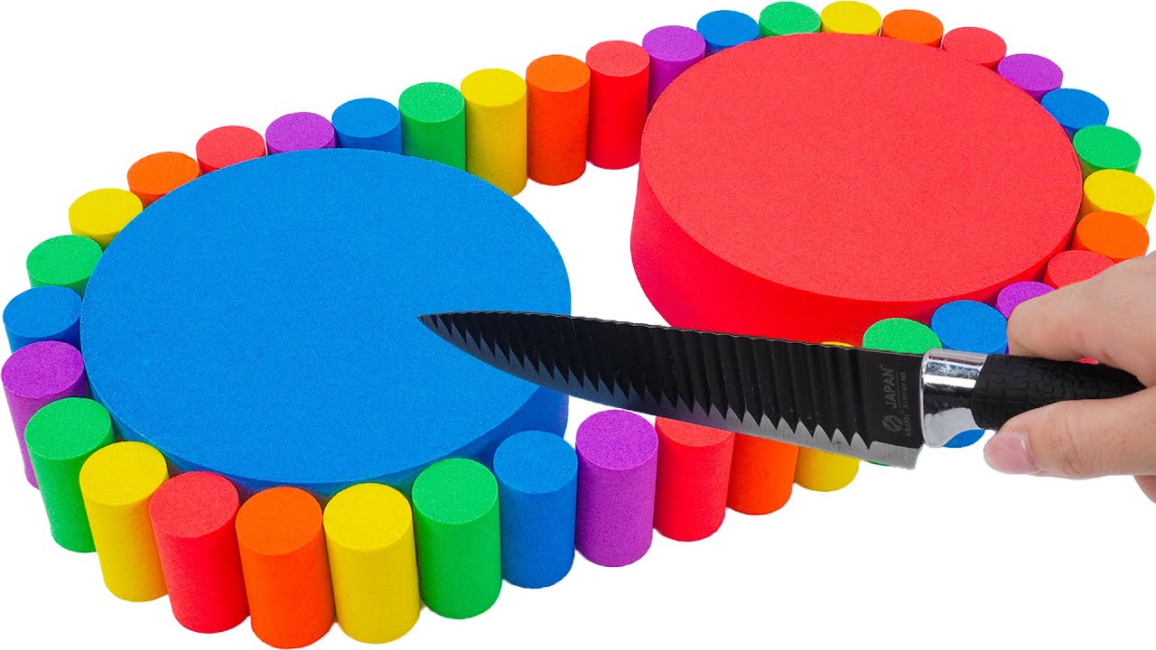 Satisfying Video | How To Make Rainbow Double Circle From Kinetic Sand Cutting ASMR | Magic Sand B