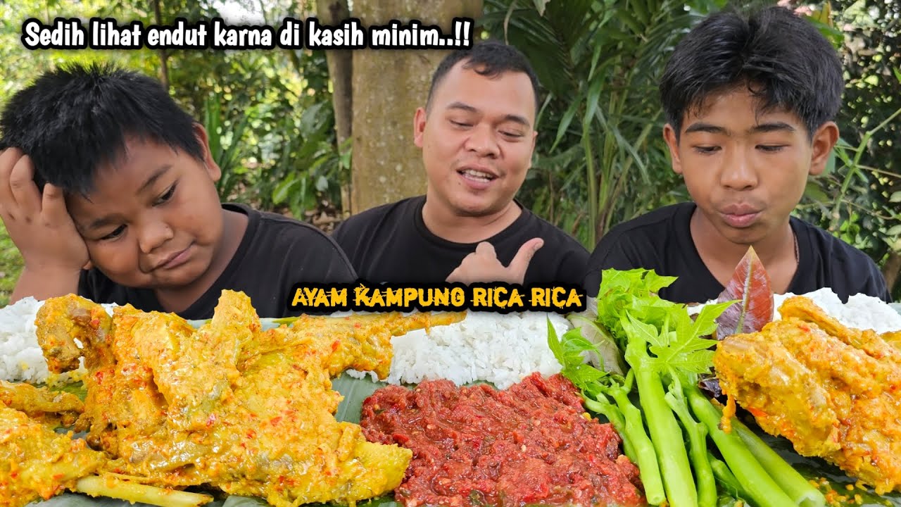 ENDUT TIDAK BERSEMANGAT 🥺 MUKBANG AYAM KAMPUNG RICA RICA FULL BUMBU + POHON BATANG PEPAYA ! GURIH
