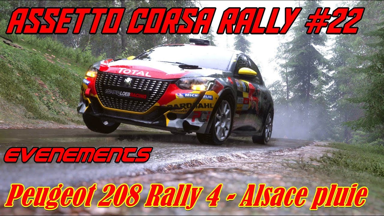Assetto Corsa Rally #22# Evénements # Peugeot 208 Rally 4 - Alsace pluie