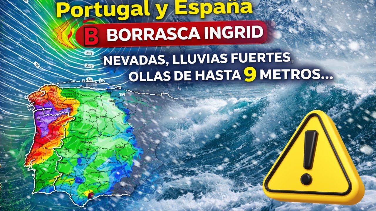 Alerta Portugal y España por la Borrasca Ingrid: nevadas, lluvias fuertes, viento, olas de hasta 9 m