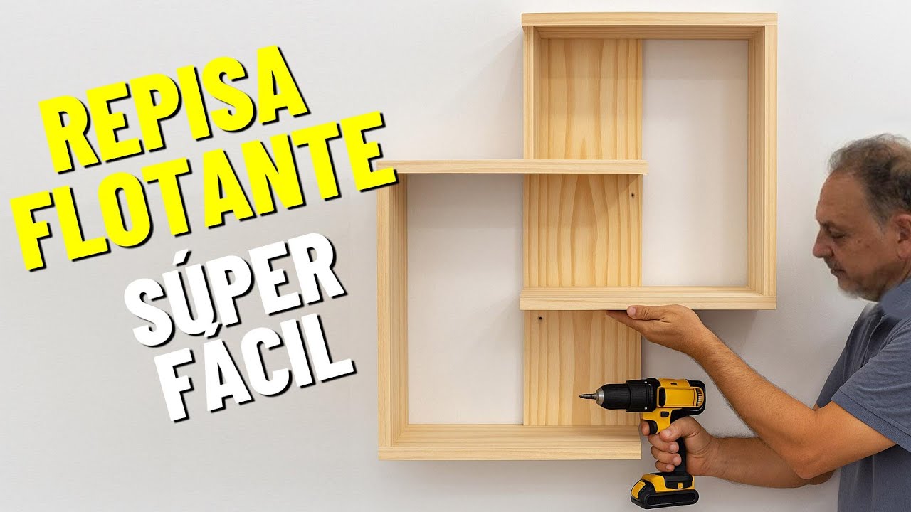 REPISA FLOTANTE de MADERA con solo 4 CORTES (Fácil y rápido)