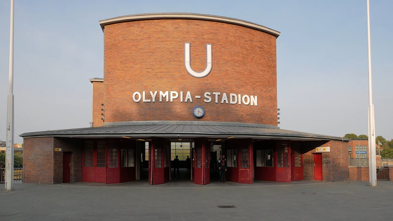 Walking at Olympia-Stadion U-bahn Station and Riding a Train to Kaiserdamm, Berlin