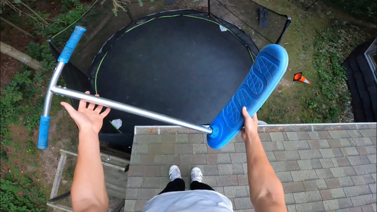 Trampoline Scooter Off Roof!