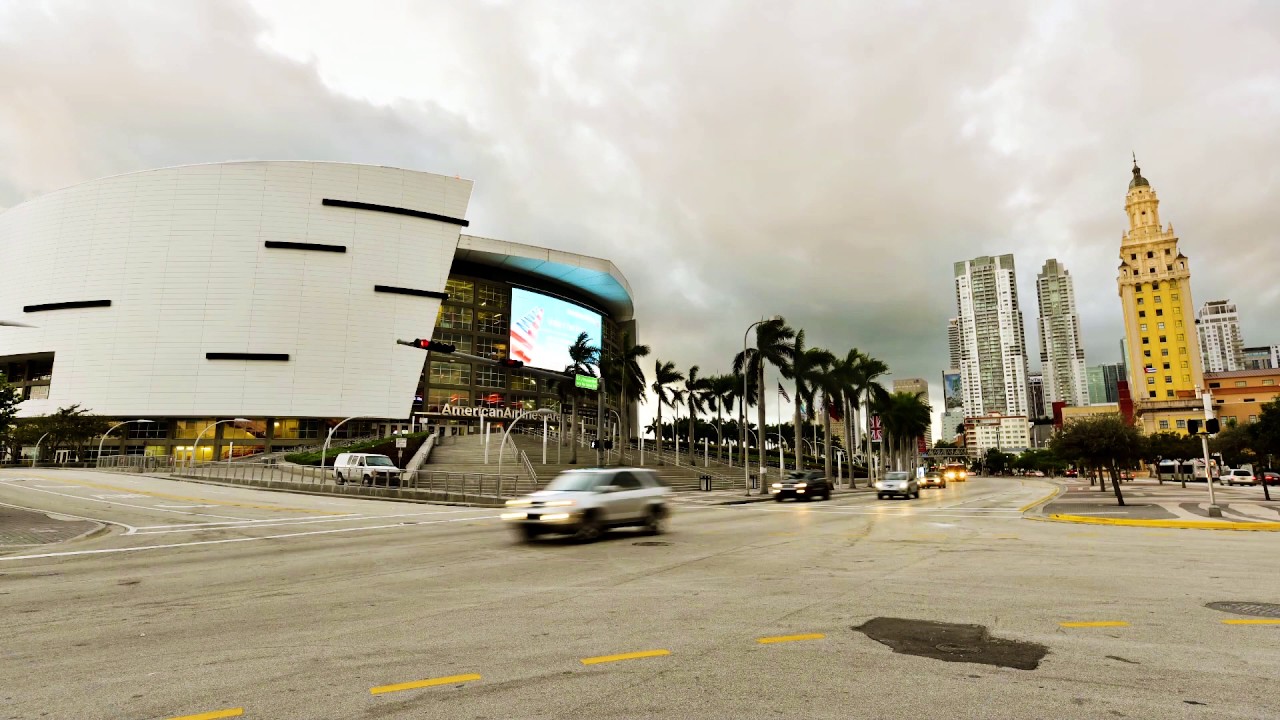 Timelapse view of American Airlines Arena & Freedom Tower