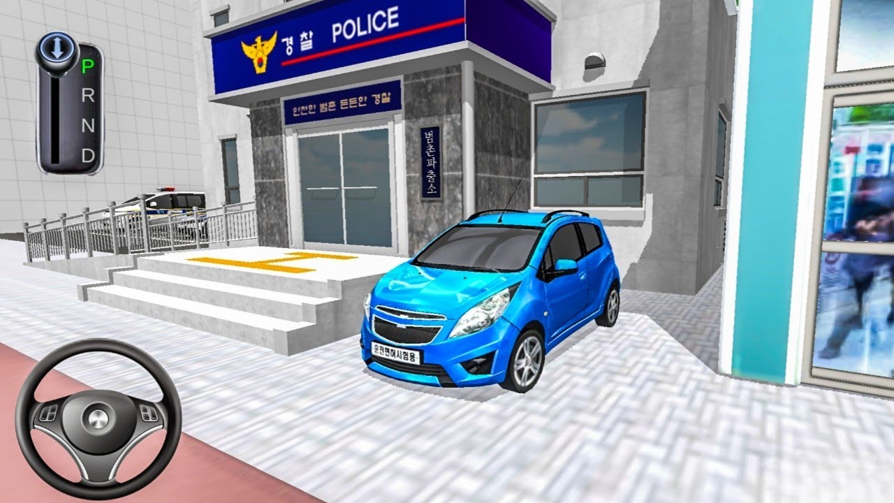 New Blue Chevrolet Spark parking in police station–3d driving class gameplay video 2026–Android game