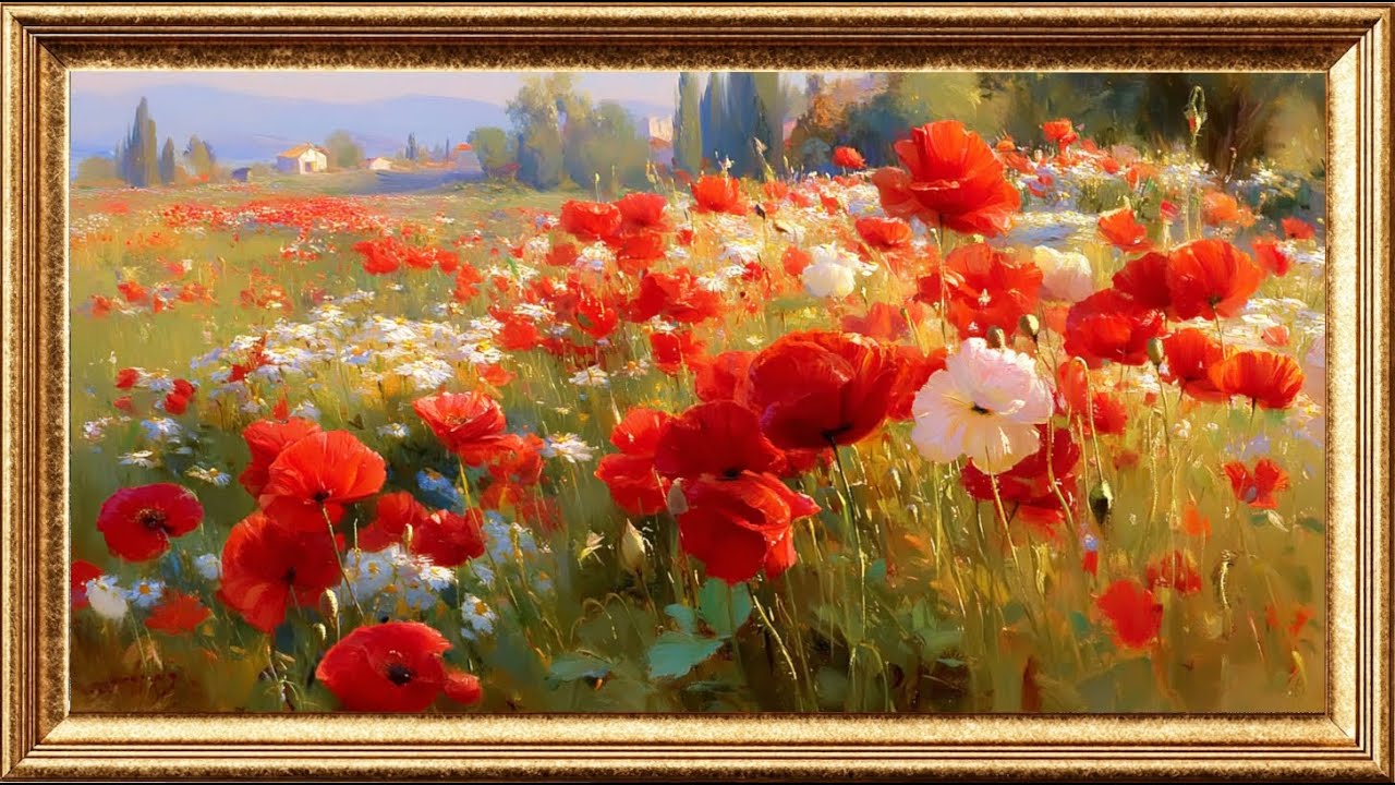 Red poppies | Classic Oil Painting Display | Timeless Art for TV (3 Hours)