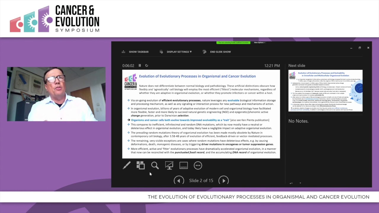 Frank Laukien - The Evolution of Evolutionary Processes in Organismal and Cancer Evolution