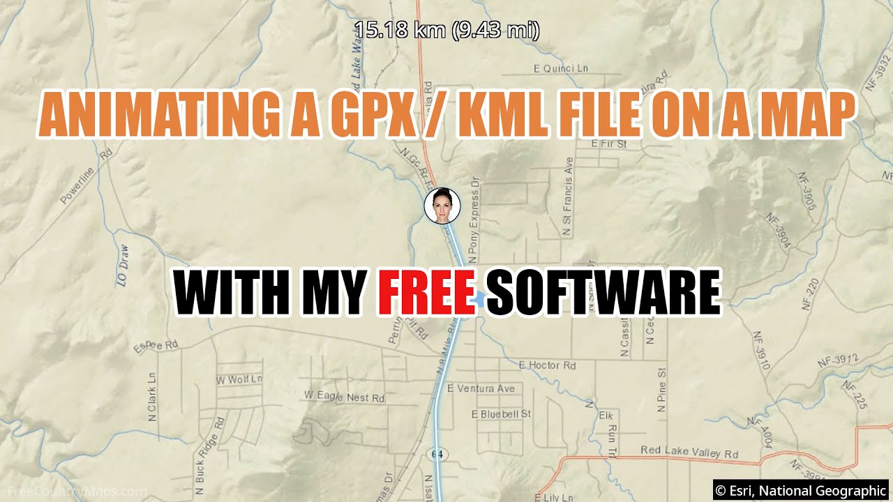 Free mapping software - make a map for your video, follow a gpx path, animate a plane. Version 3.