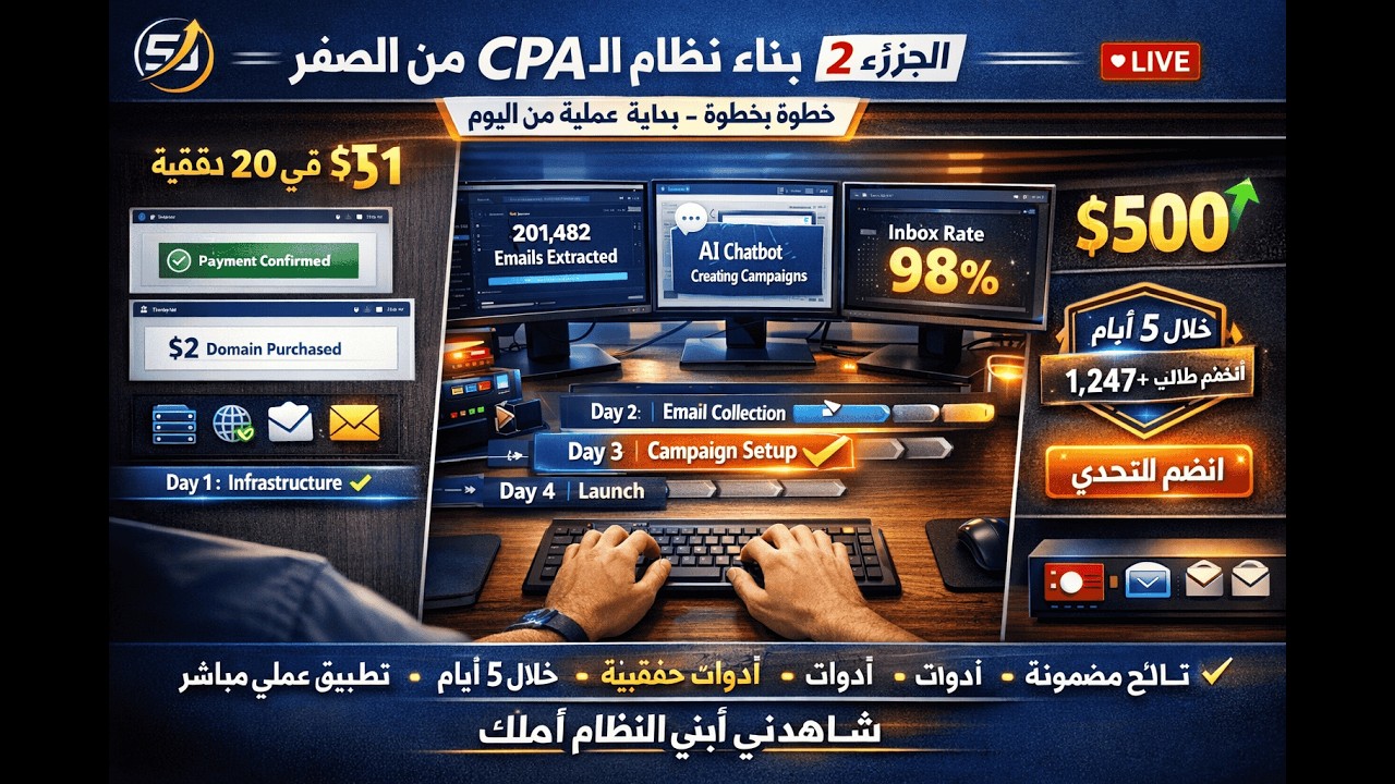 كيف أبني نظام إيميلات يربح 500$ أسبوعياً بـ 13$ فقط؟ (تطبيق عملي)  [Part 2]