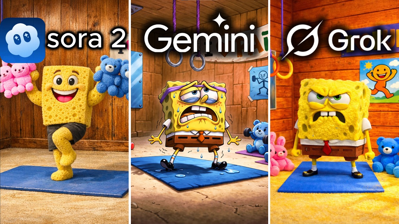 Sora 2 vs Gemini vs Grok Remake iconic Scenes From Spongebob