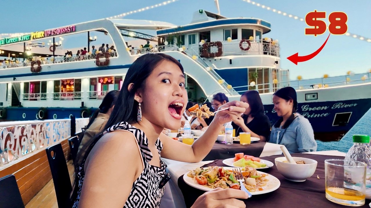 $8 CRUISE SHIP Tour in Yangon | All you can Eat BUFFET | Sunset River Tour Vlog