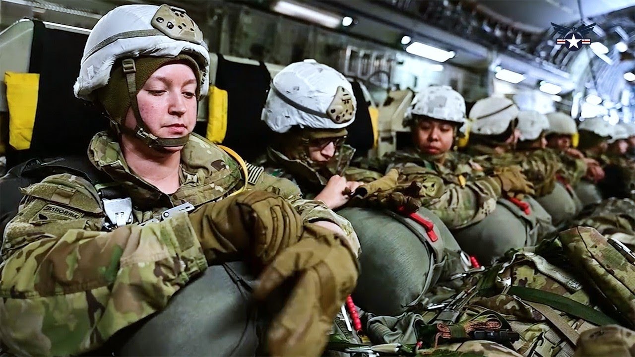 Denmark Tension! U.S. C-17 Female Arctic Paratroopers Static Line Jump in Alaska