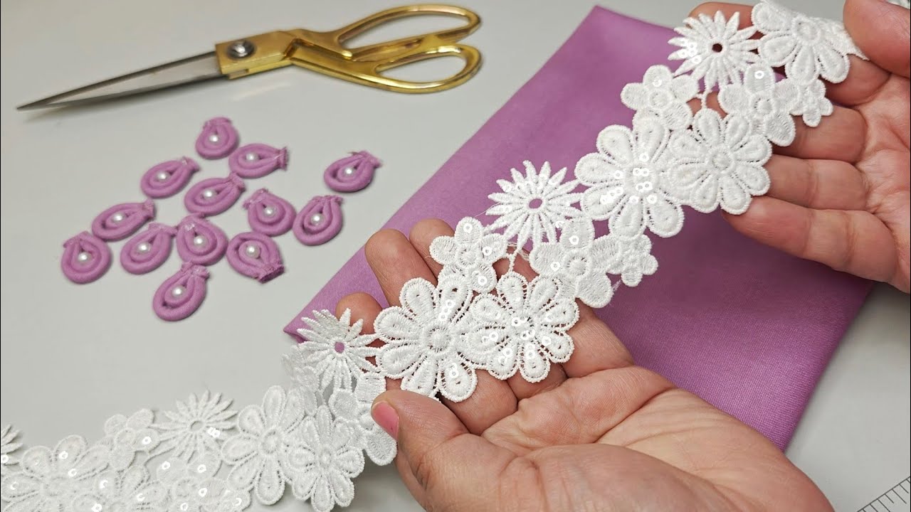 एक ऐसा डिज़ाइन जो आपके Plain सूट को Designer बना देगा/ Beautiful purple kurti sleeve design making