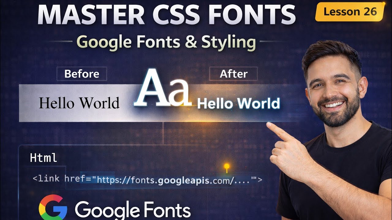 Master CSS Typography: Google Fonts, Font-Family & Font-Weight Tutorial (Lesson 26)
