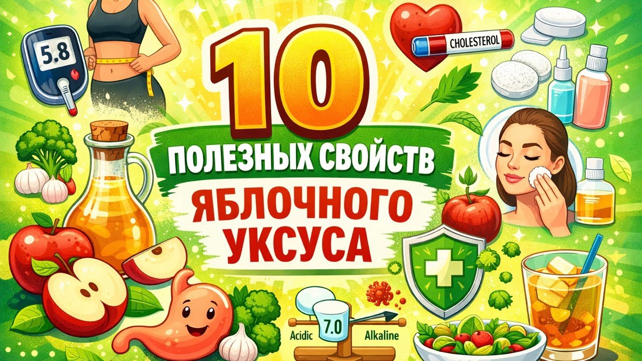 10 полезных свойств яблочного уксуса | Польза для сахара, веса и здоровья!