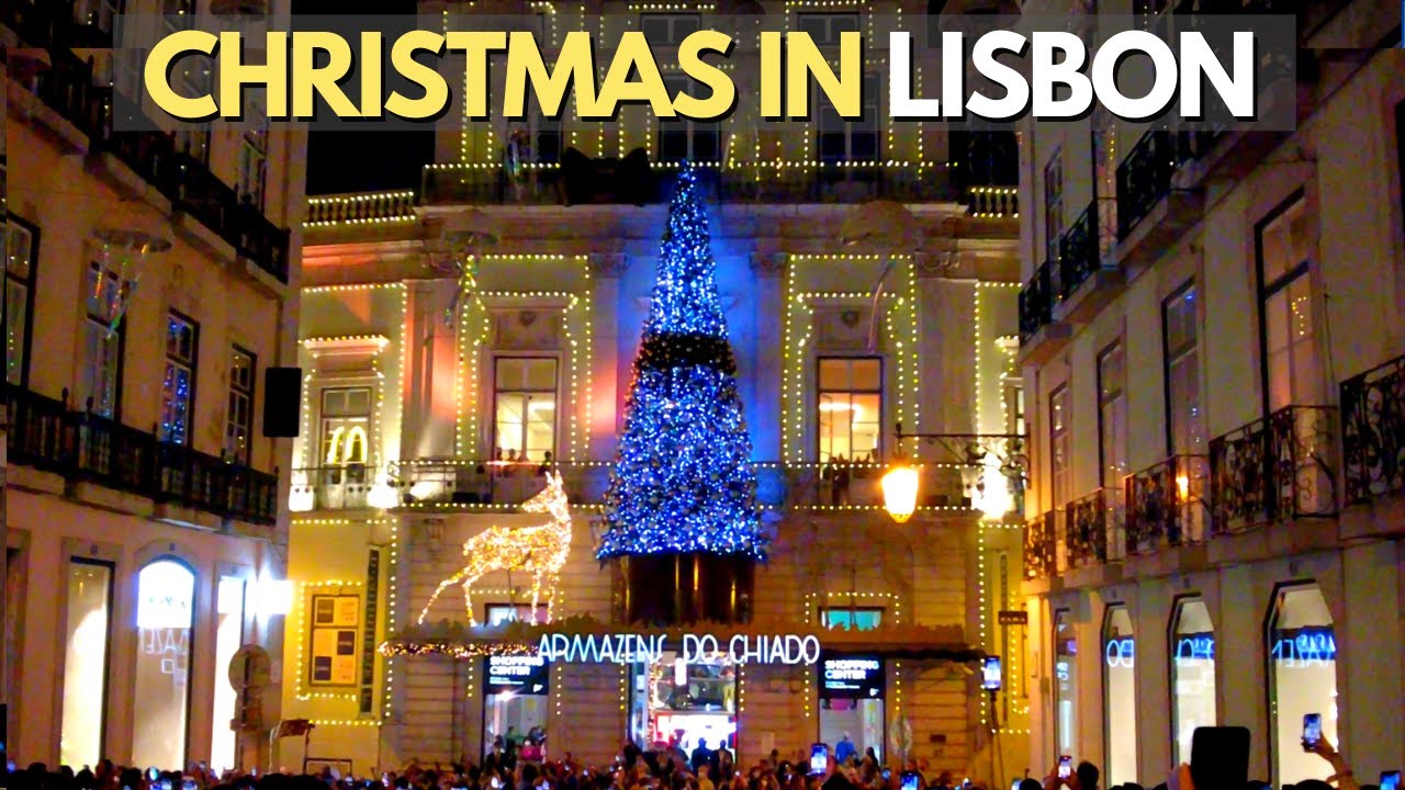 🔴Christmas In Lisbon 2021 Walking Tour & Christmas Lights And Markets - Christmas Music 2021 🎄🎅