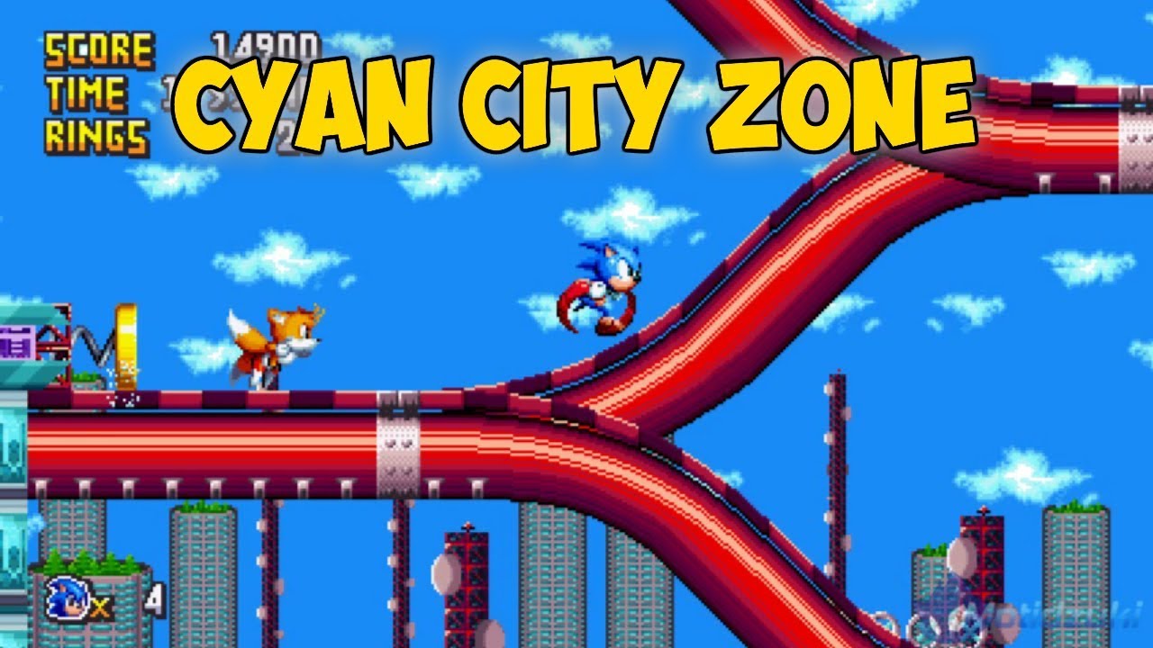 Cyan City Zone + ATS HUD | Sonic Mania mods ⮚ Walkthrough