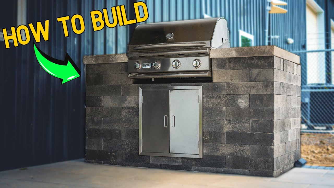 Building an Outdoor Kitchen Grill Island at Our Landscaping Shop!
