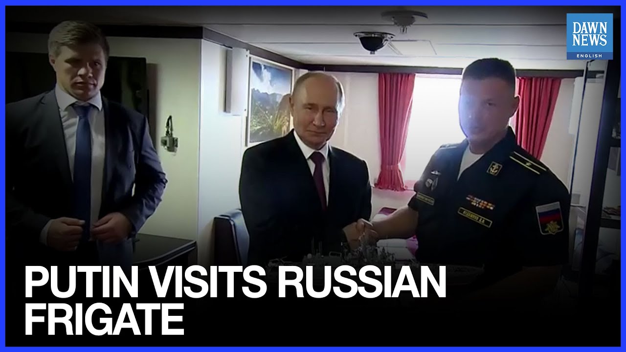 Putin Visits Russian Frigate That Repelled Drone Attacks On Navy Day | Dawn News English