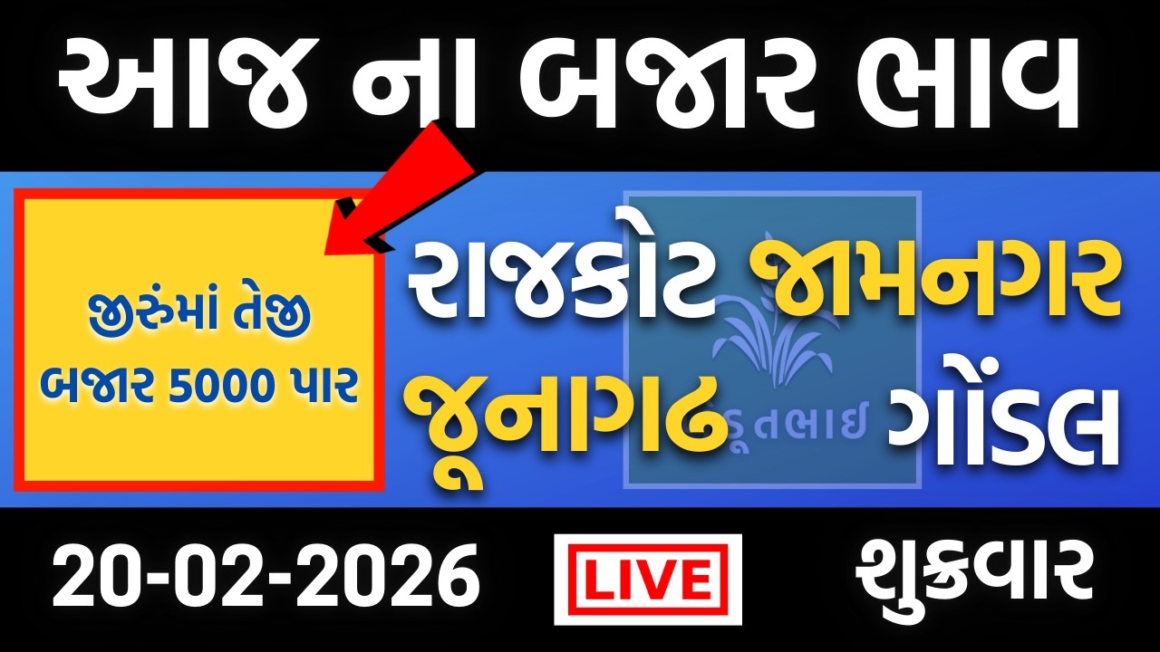 આજના 100% સાચા બજાર ભાવ | 20 02 2026 | રાજકોટ, ગોંડલ, જામનગર, જૂનાગઢ | ગોંડલ માર્કેટ યાર્ડ ના ભાવ