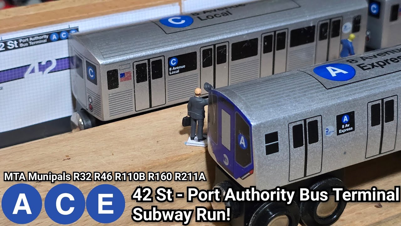 MTA Munipals A C & E Trains R32 R46 R110B R160 R211 42 St - Port Authority Bus Terminal Subway Run!
