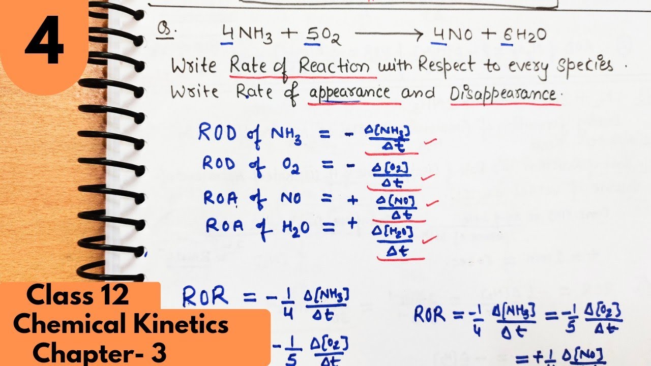 4) Numericals on Rate of reaction, Rate of Disappearance and Appearance| Chemical kinetics class12