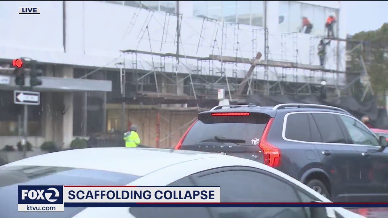 Scaffold collapses, damaging cars in San Mateo