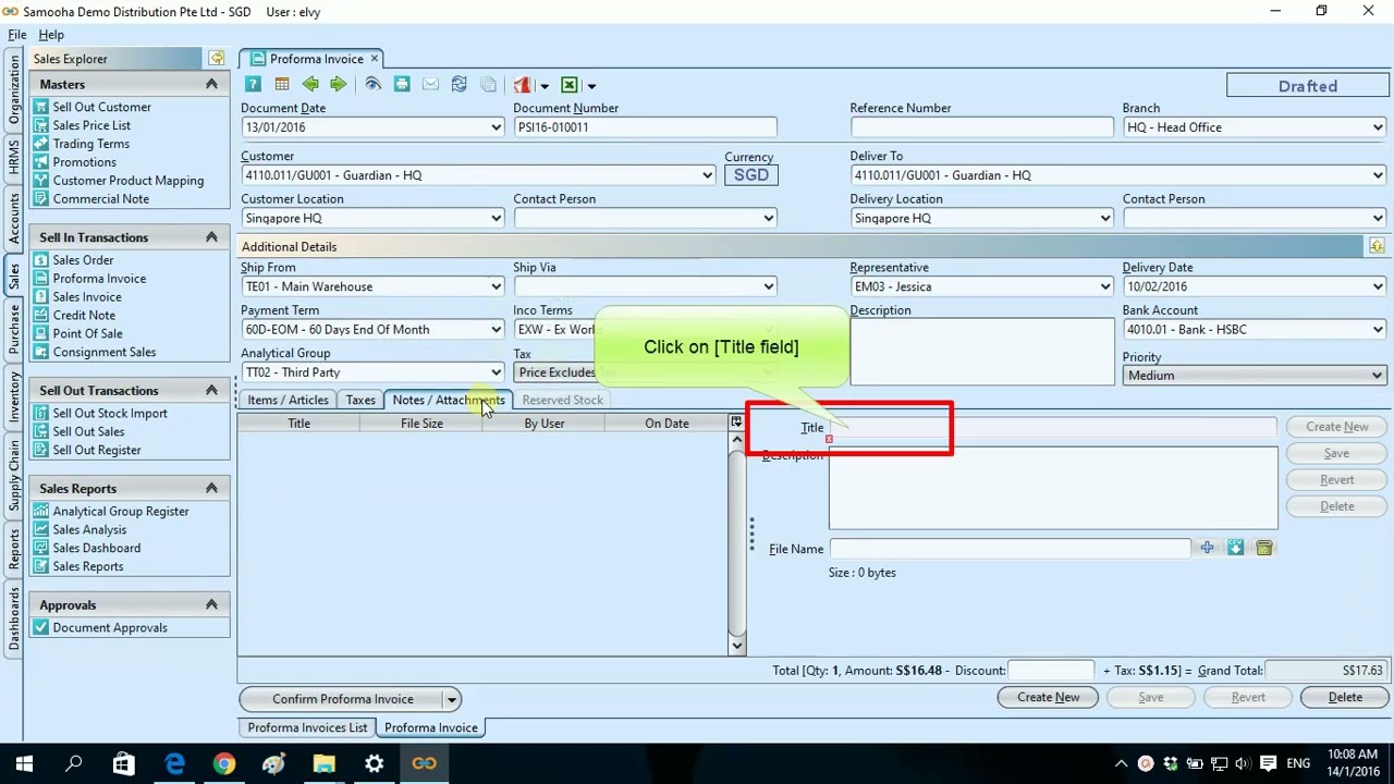 How to Create Proforma (Sales) Invoice