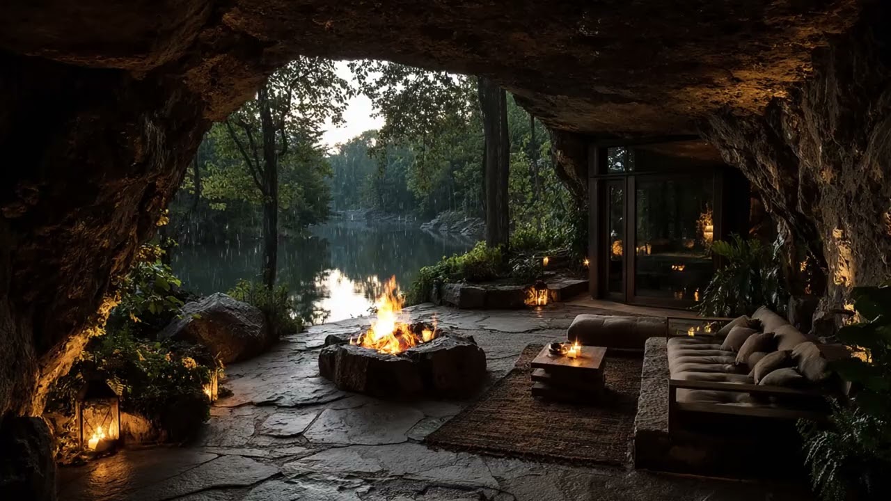 Heavy Thunder Rain and Crackling Fire Sleep Sounds - Dark Rain Night | Rain Harmony