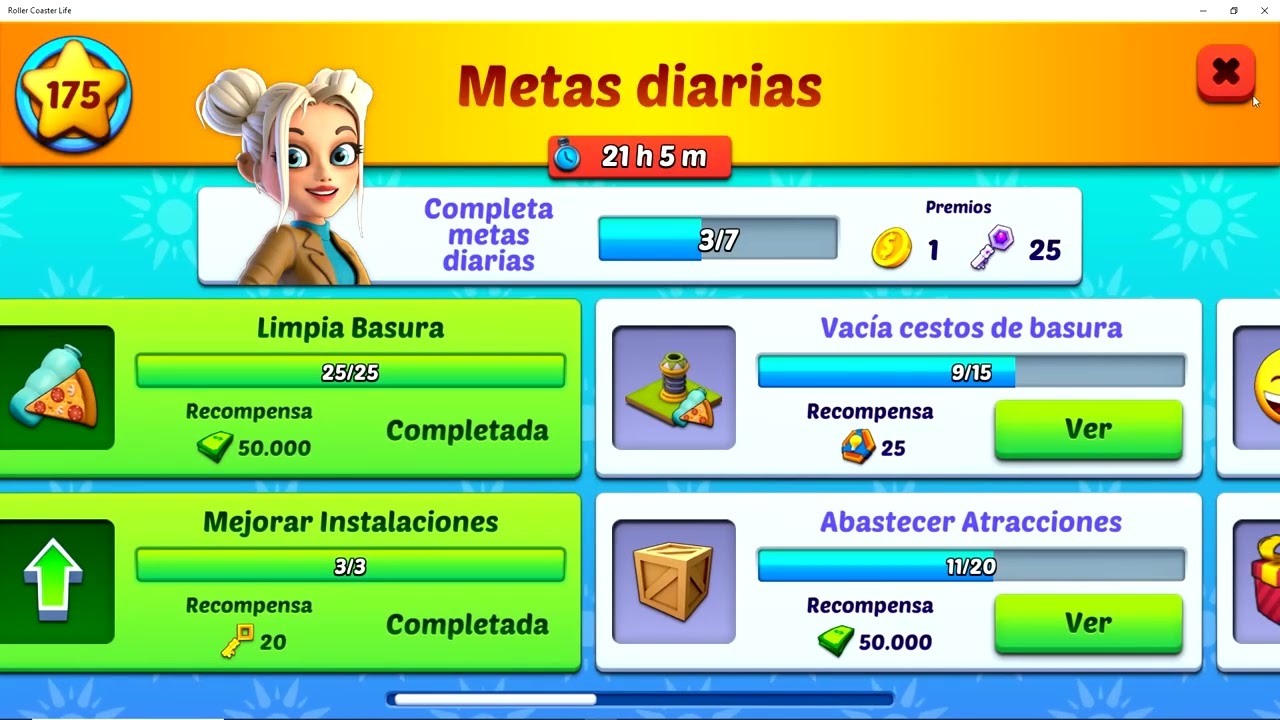 ROLLER COASTER LIFE: THEME PARK (DIA 650) LV 175 (RANKING: 23)