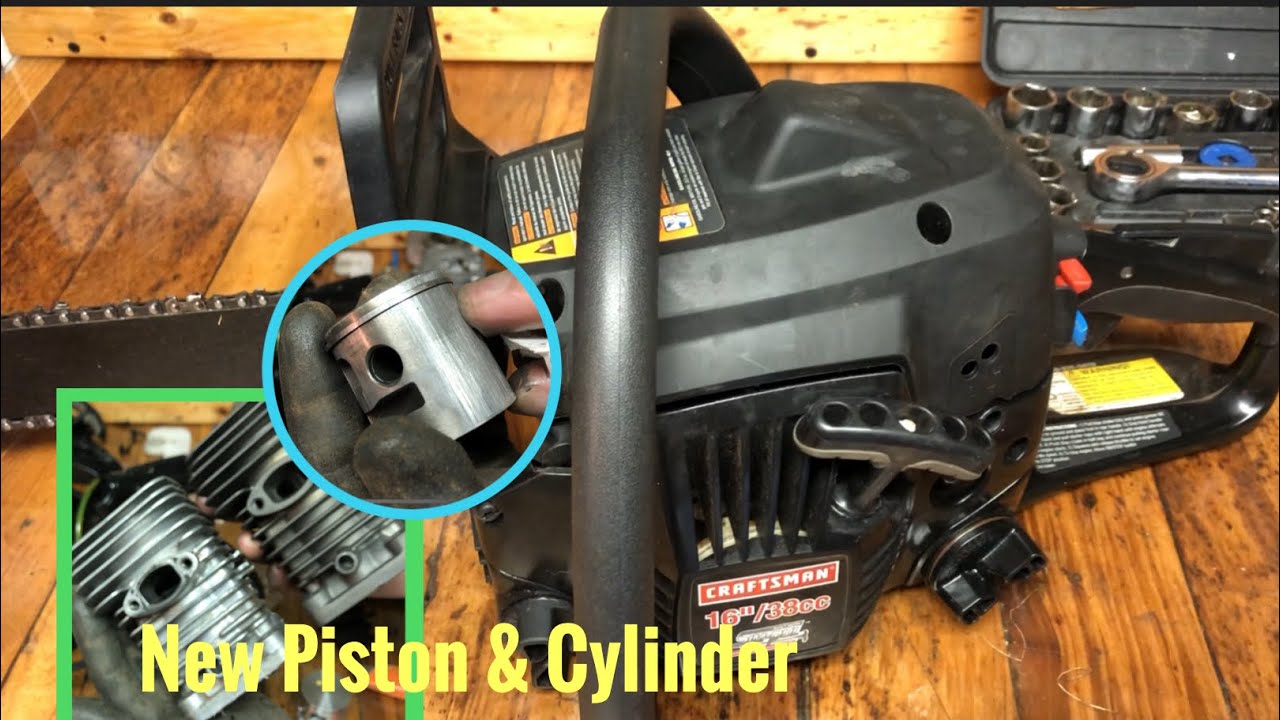 Замена поршня и цилиндра Craftsman 38cc