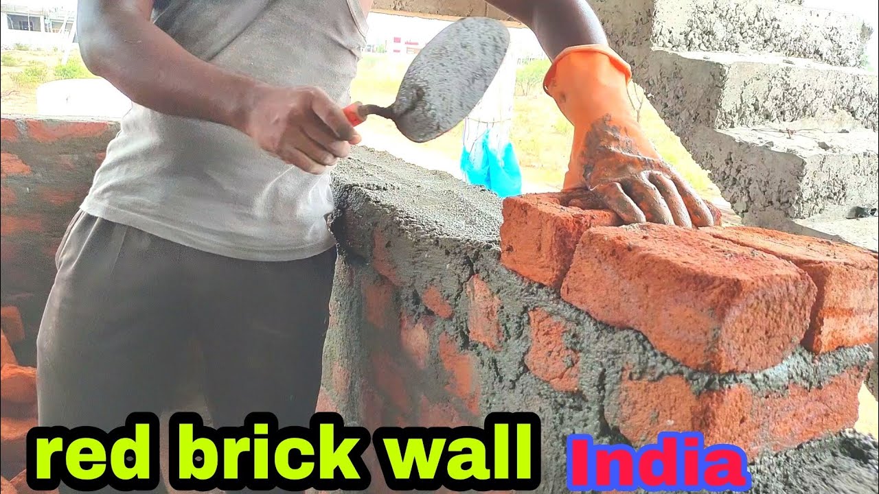 How To Build A 9 Inch Red Brick Wall Step By Step Processing Work/Construction work India/{94}