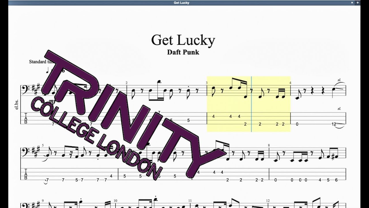 Get Lucky (4 string) Trinity Grade 6 Bass