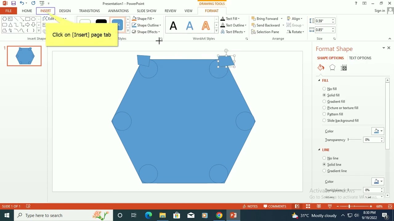 How to create a curved edges in Hexagon shape in powerpoint